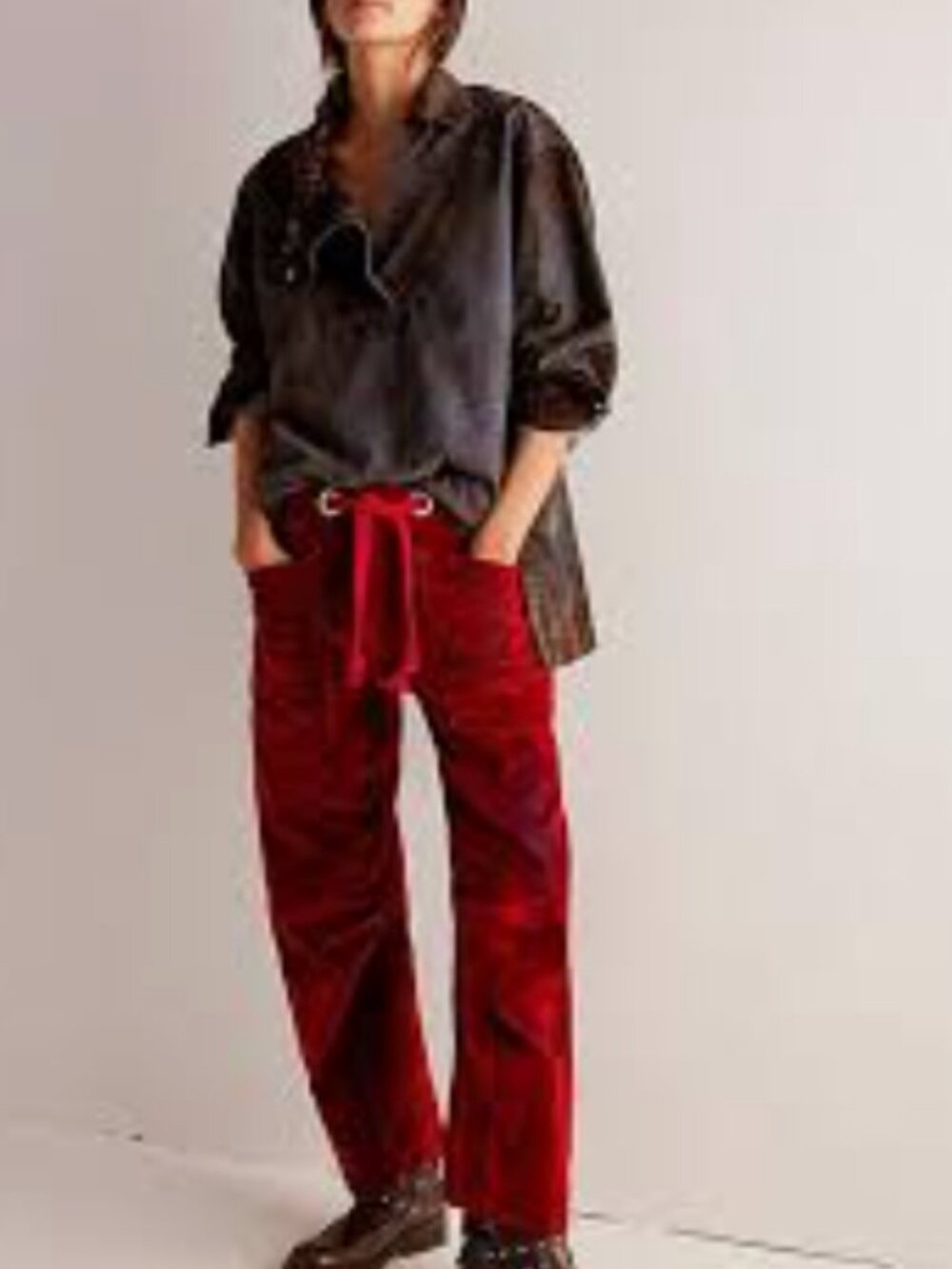 NWT We The Free People Moxie Flocked Barrel Jeans Rio Red Festival Boho 30 $228